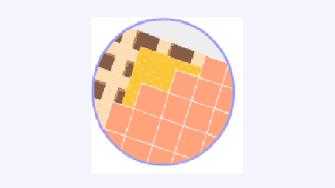 Close-up illustration of a magnified pixelated image with various colors, showing detail and resolution.